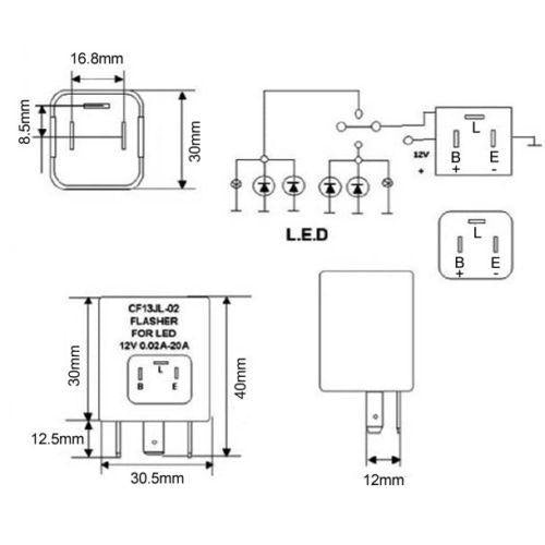 3-Pin CF13 Electronic LED Flasher Relay Fix LED Turn Signal Bulbs Hyper Flash -Alla Lighting Inc