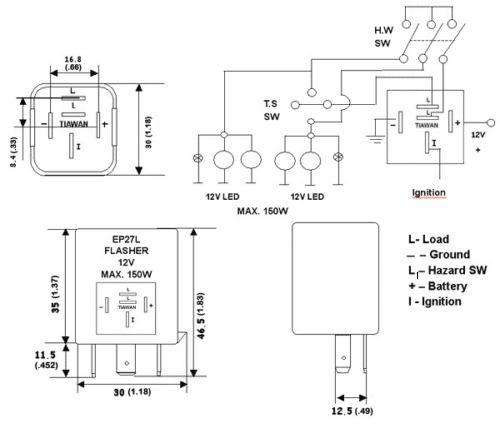 5-Pin EP27 FL27 Electronic LED Flasher Relay Fix LED Signal Hyper Flash -Alla Lighting Inc