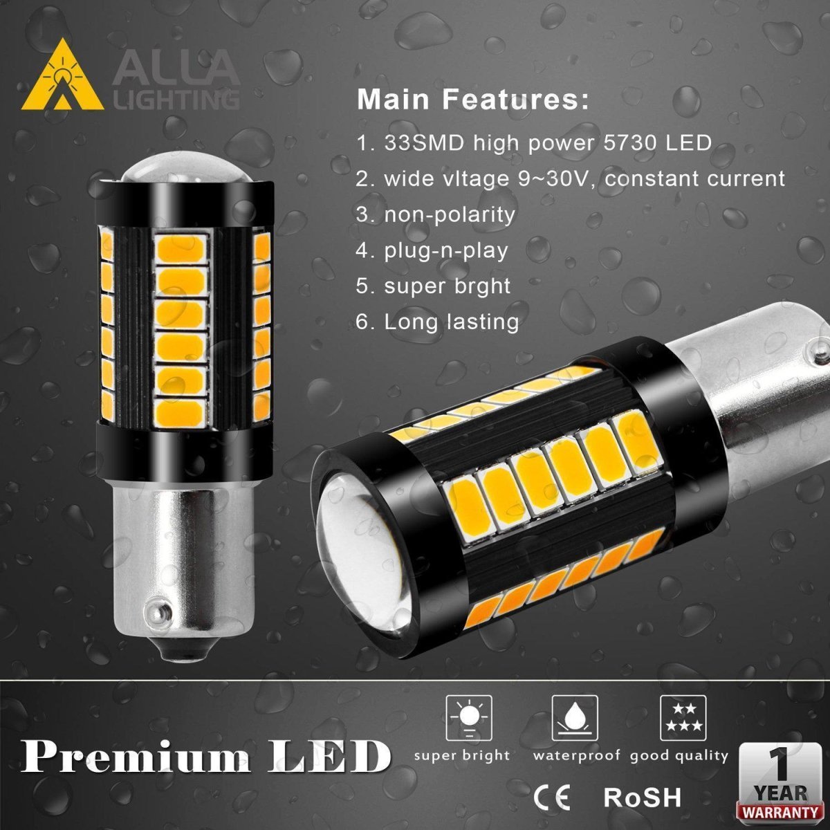 7507 PY21W 12496 LED Bulbs Super Bright 12V Turn Signal Lights Bulbs -Alla Lighting