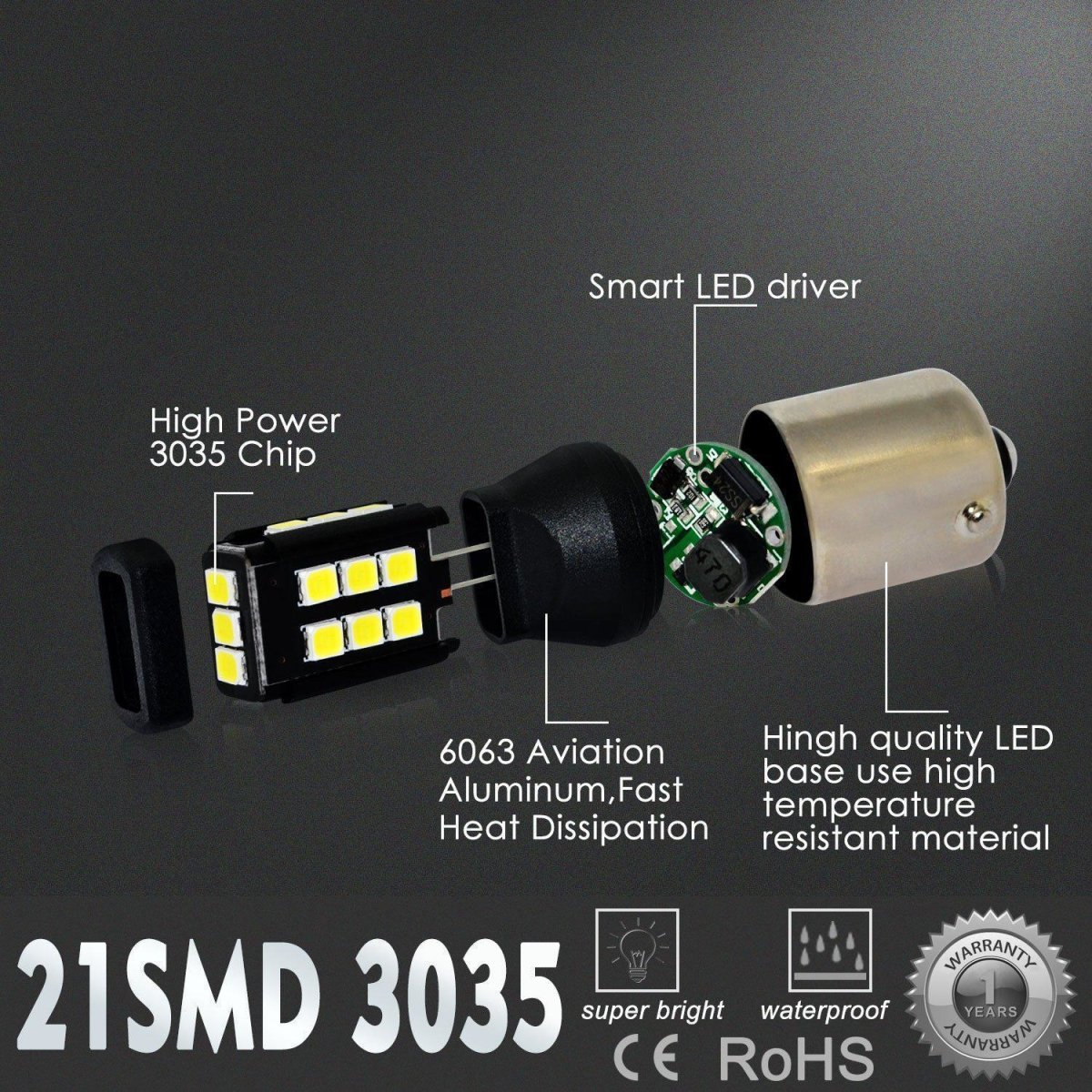 BA15S 1156 LED Lights Bulbs 3035-SMD Reverse, Signal, Brake Stop Lights -Alla Lighting