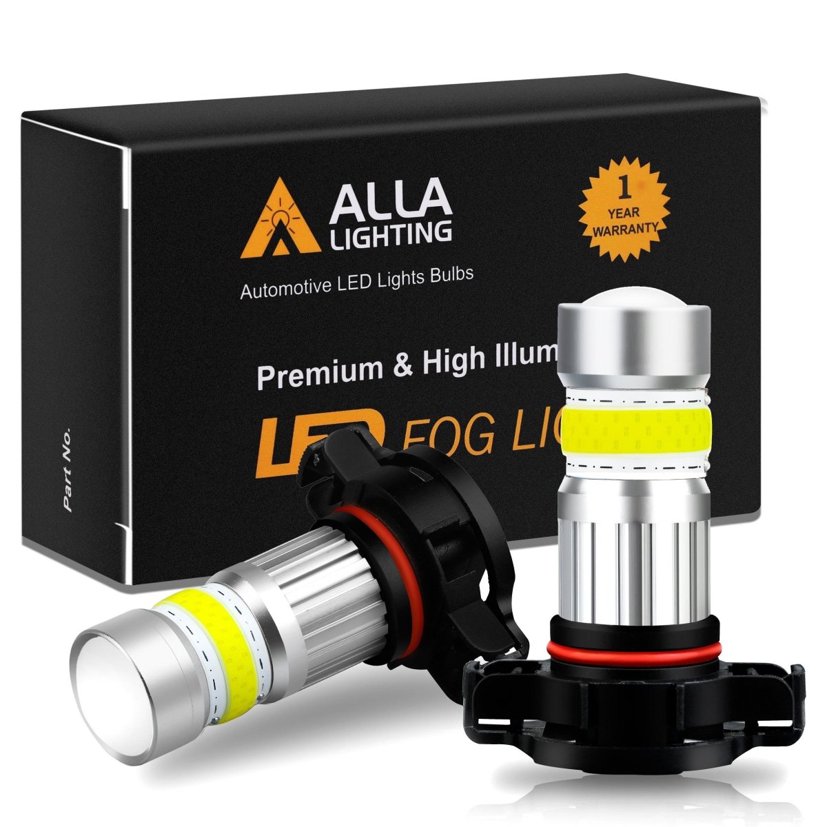 COB-72 2504 PSX24W LED Fog Light Bulbs, 6500K White/8000K Blue/3000K Amber Yellow -Alla Lighting