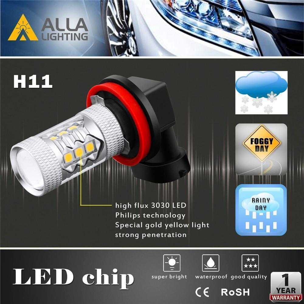 H8 H11 LED Bulbs Fog Lights Upgrade H16 for Cars, Trucks, 3000K Yellow -Alla Lighting