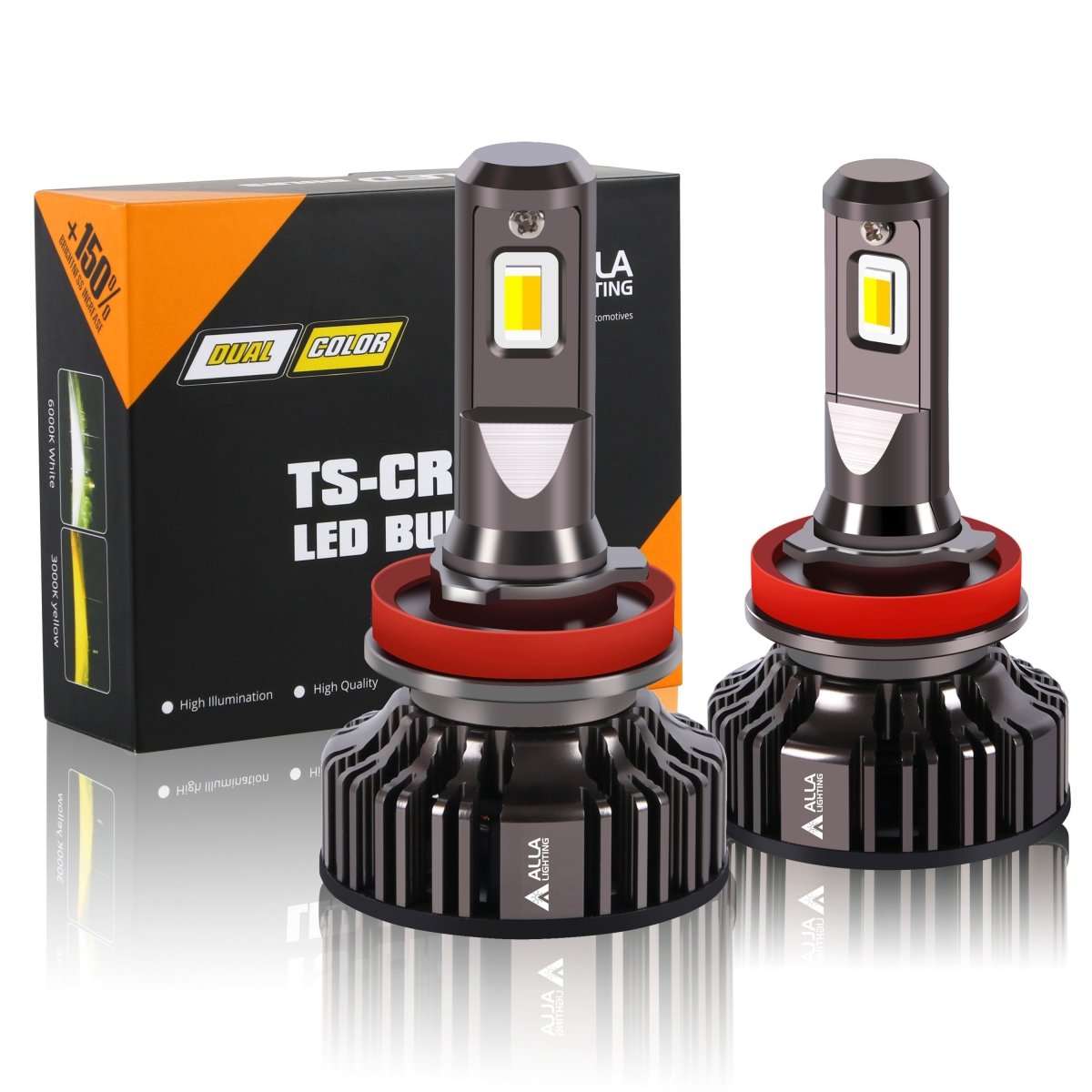 H8 H9 H11 LED Switchback White/Yellow Headlights, Fog Lights Bulbs -Alla Lighting