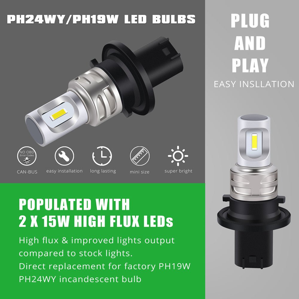 PG20/4 Base 5200S PSY24W LED Bulbs, Turn Signal/DRL Lights Replacement -Alla Lighting Automotive LED Bulbs