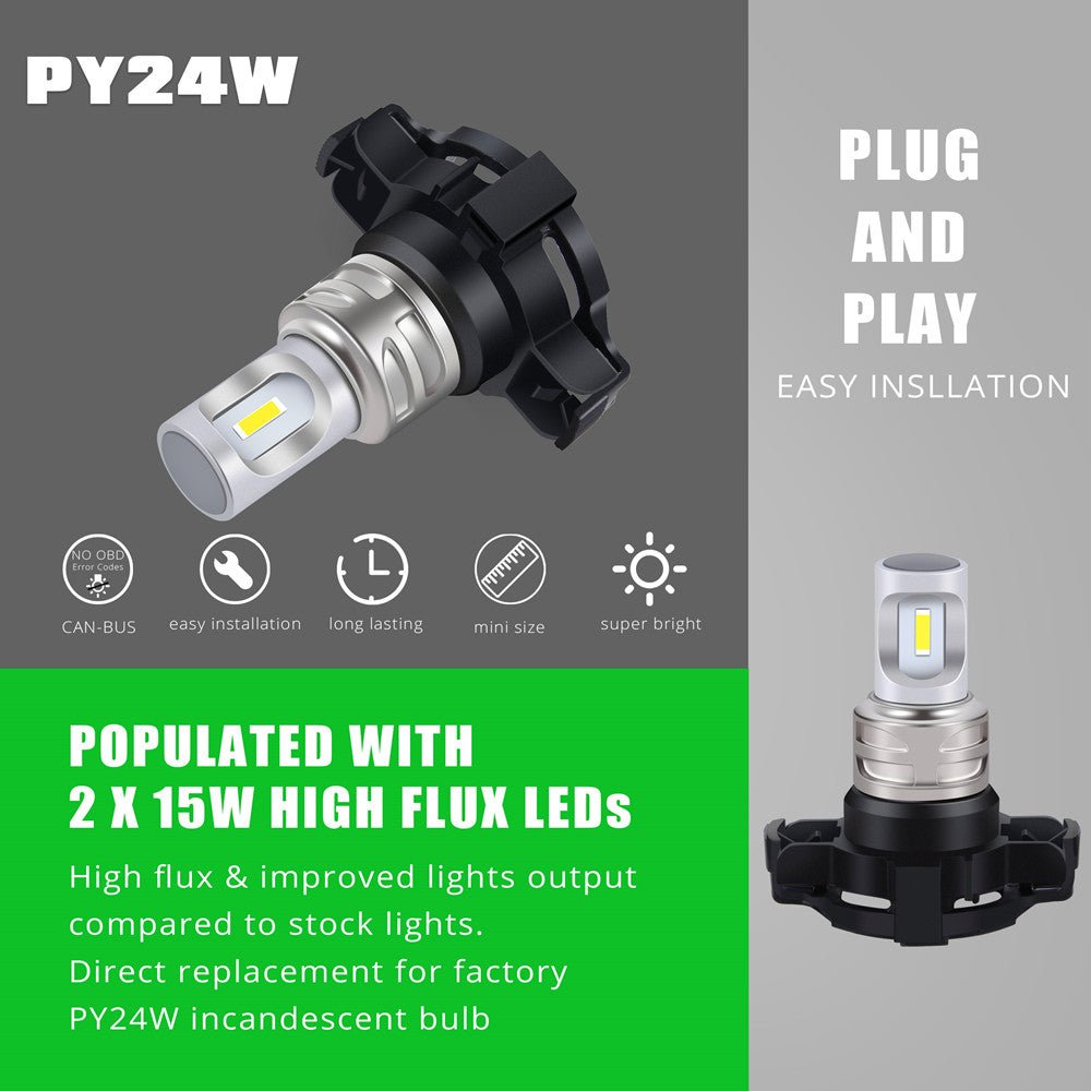 PGU20 5200 PY24W LED Turn Signal Lights Bulbs for BMW, Audi, Yellow -Alla Lighting