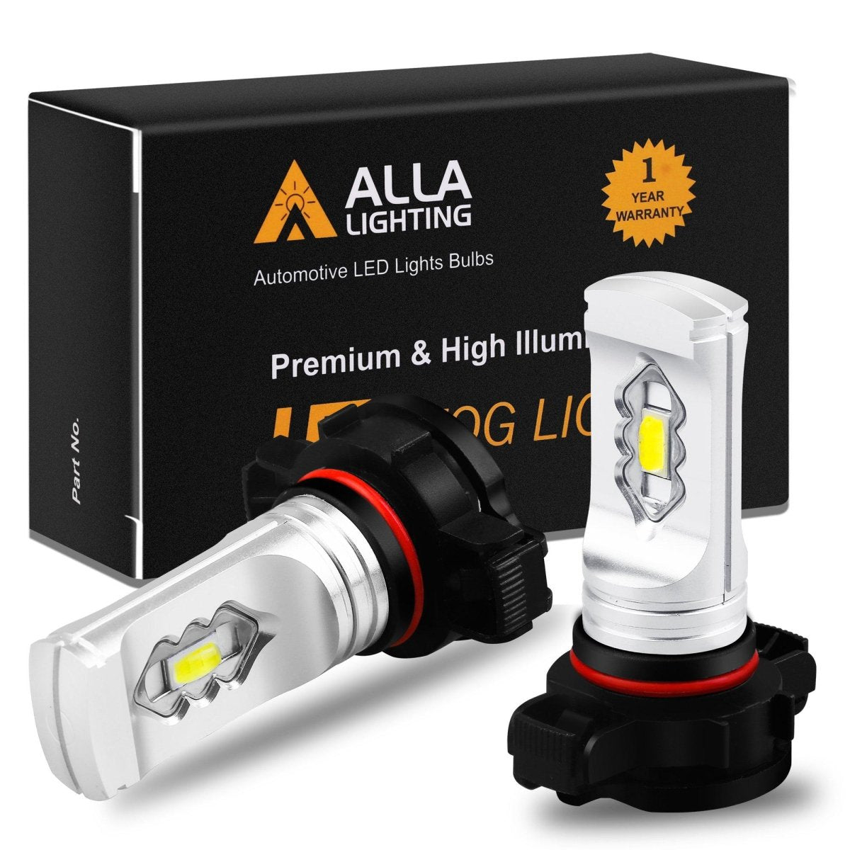 PSX24W 12276 LED Fog Lights Bulbs 12V 2504, 6K White/3K Yellow/Red/8K Blue -Alla Lighting